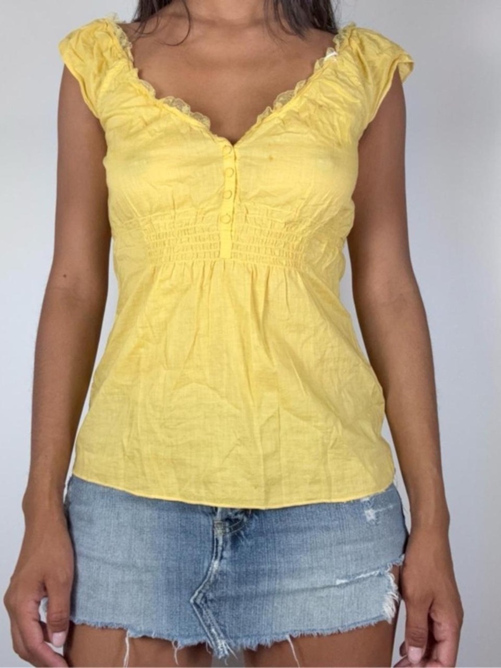 Y2k YELLOW COQUETTE BLOUSE